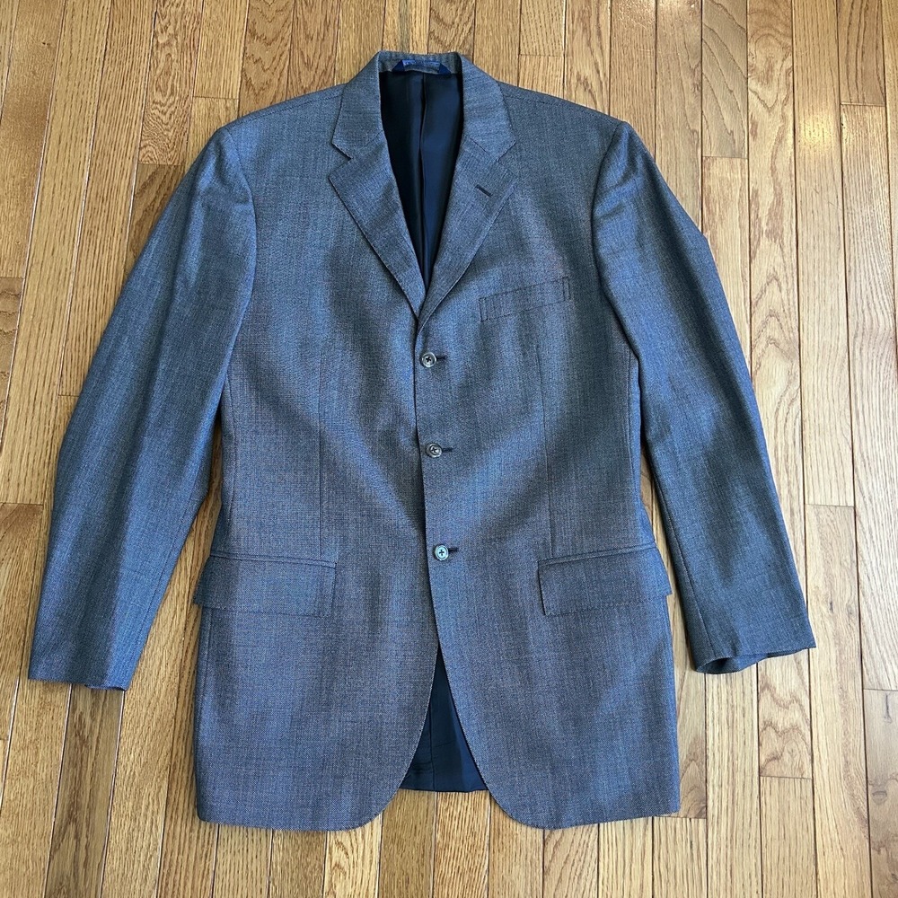 Polo‎ Ralph Lauren Blazer Men 42L Grey Virgin Wool Tuxedo Suit Made In Italy